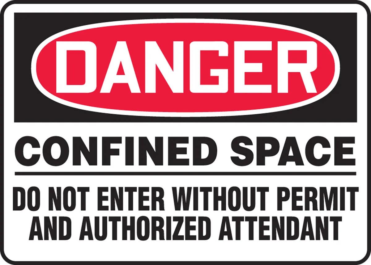 AccuformNMC MCSP030 OSHA Danger Safety Sign, Confined Space, Do Not Enter Without Permit..., 14" H x 10" W