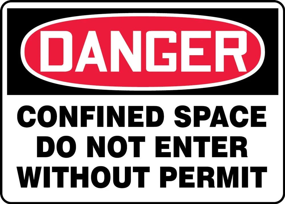 AccuformNMC MCSP042 OSHA Danger Safety Sign, Confined Space, Do Not Enter Without Permit, 10" H x 14" W