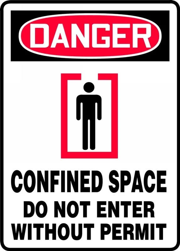 AccuformNMC MCSP OSHA Danger Safety Sign, Confined Space, Do Not Enter Without A Permit