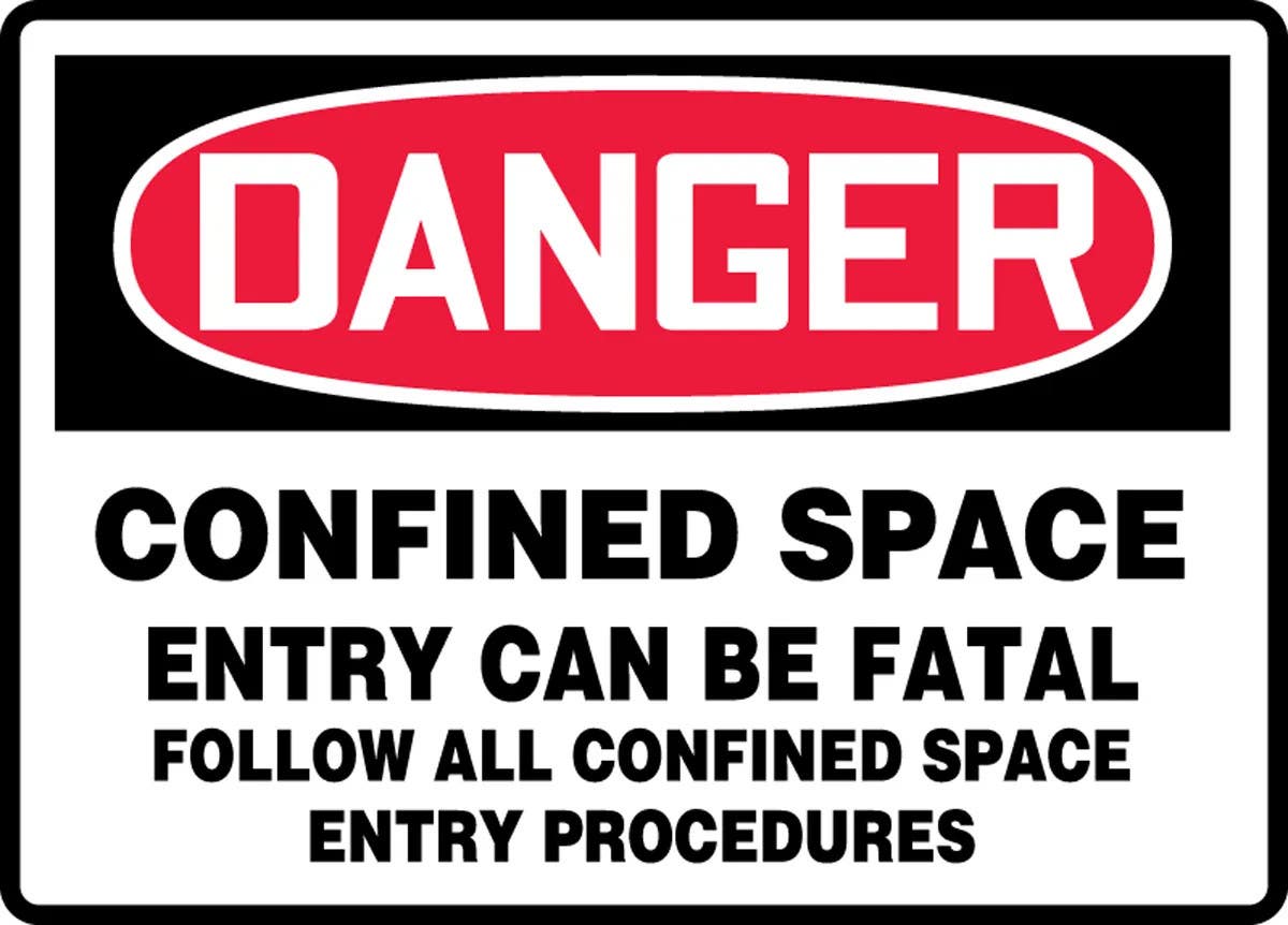 AccuformNMC MCSP061 OSHA Danger Confined Space Entry Can Be Fatal Follow All Confined Space Entry Procedures, 10" H x 14" W