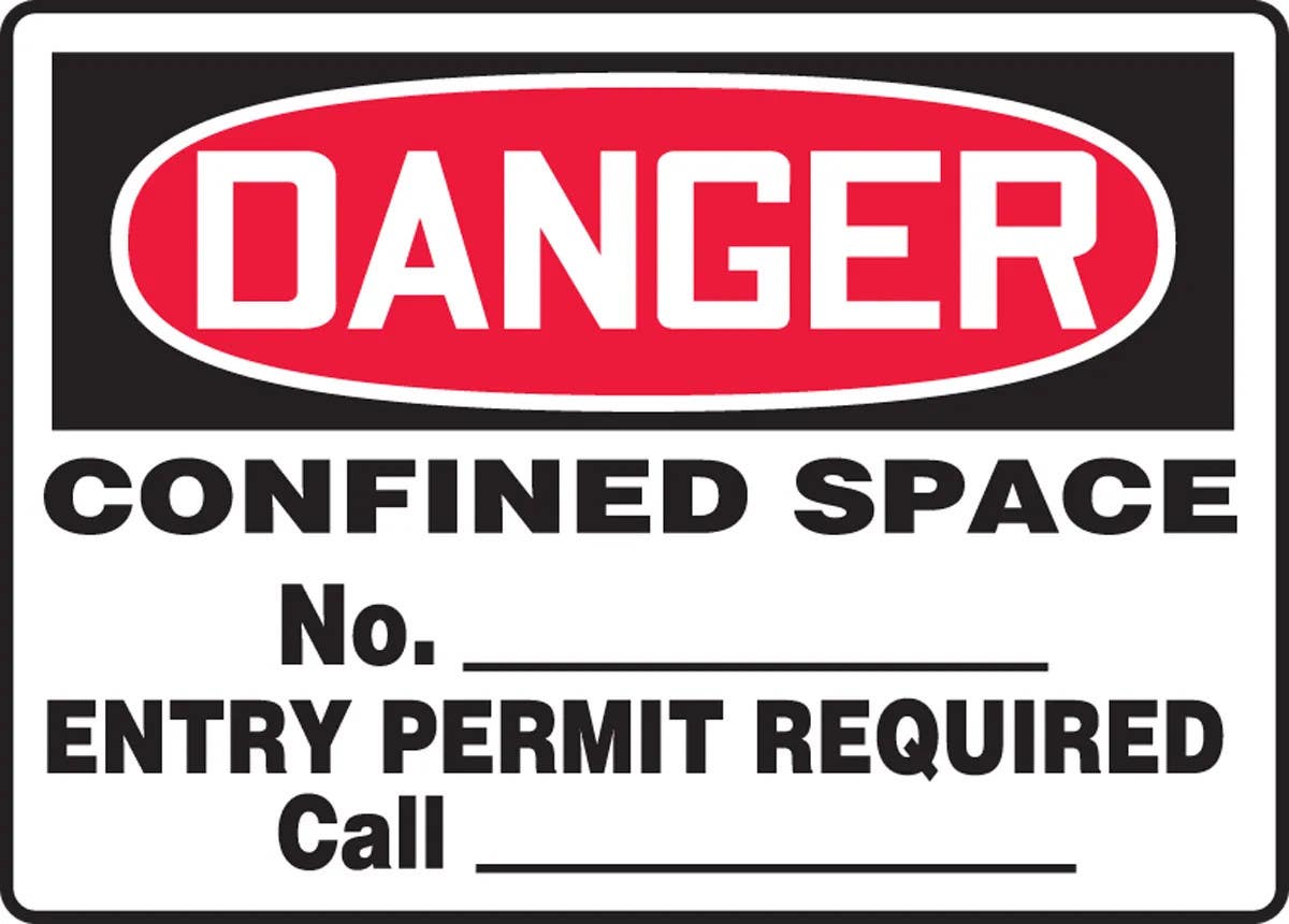 AccuformNMC MCSP OSHA Danger Safety Sign, Confined Space - No. ___ - Entry Permit Required - Call ___