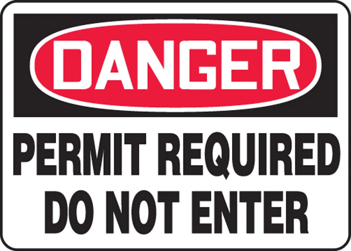 AccuformNMC MCSP066 OSHA Danger Safety Sign, Permit Required, Do Not Enter, 10" H x 14" W