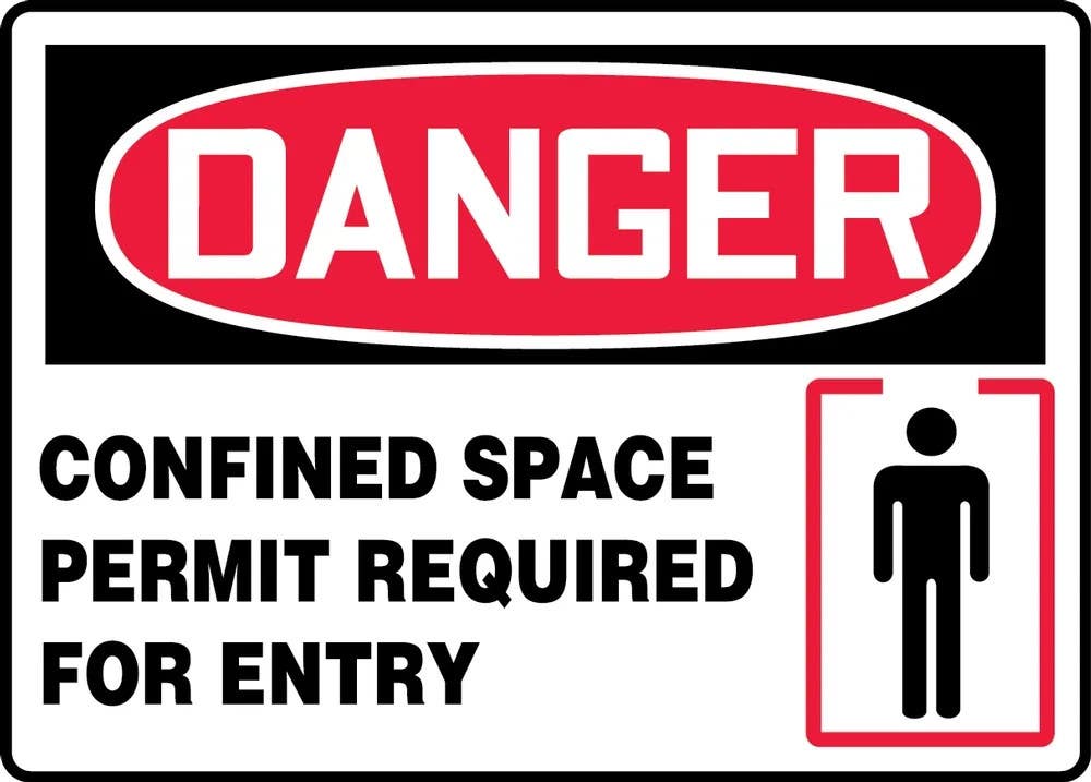 AccuformNMC MCSP068 OSHA Danger Safety Sign, Confined Space, Permit Required For Entry, 10" H x 14" W