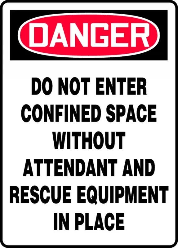 AccuformNMC MCSP079 OSHA Danger Safety Sign, Do Not Enter Confined Space Without Attendant…, 14" H x 10" W