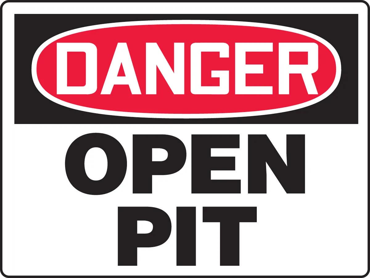 AccuformNMC MCSP083 BigSign, OSHA Danger Safety Sign, Open Pit, 24" H x 36" W