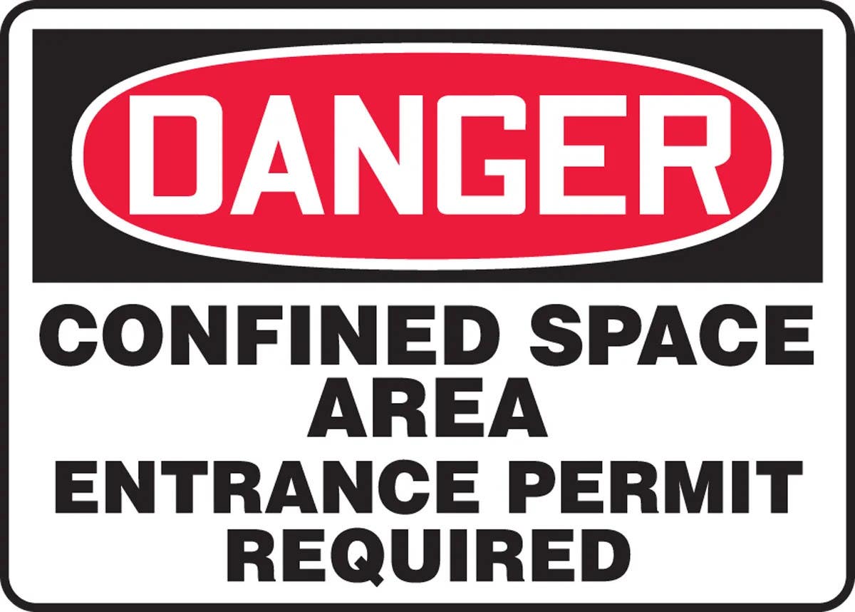 AccuformNMC MCSP109 OSHA Danger Safety Sign, Confined Space Area, Entrance Permit Required, 10" H x 14" W