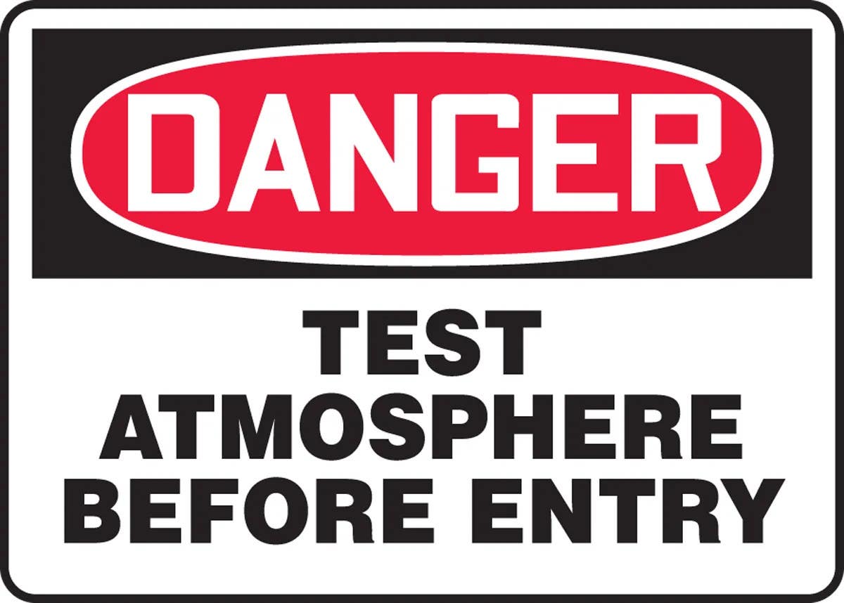 AccuformNMC MCSP119 OSHA Danger Safety Sign, Test Atmosphere Before Entry, 10" H x 14" W