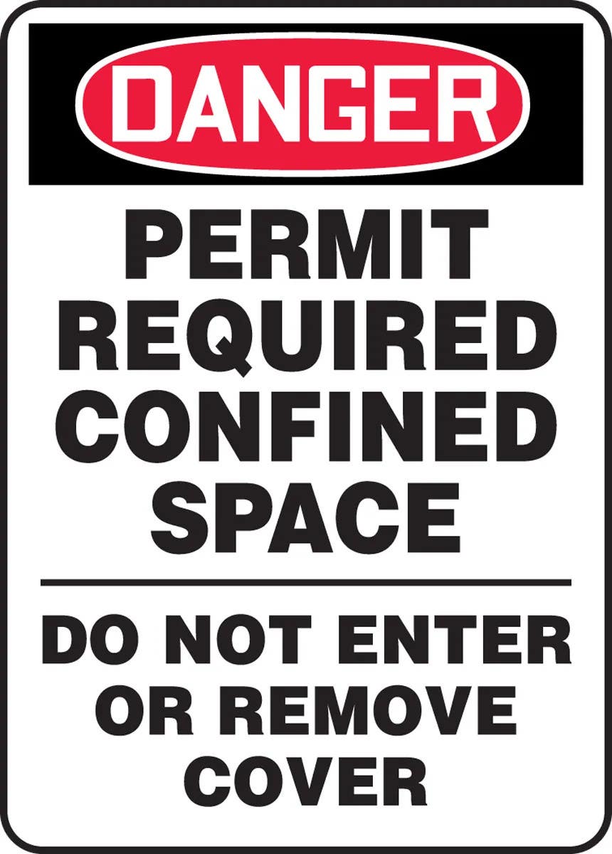 AccuformNMC MCSP120 OSHA Danger Safety Sign, Permit Required, Confined Space, Do Not Enter..., 14" H x 10" W