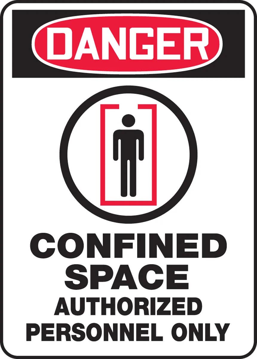 AccuformNMC MCSP121 OSHA ANSI Danger Safety Sign, Confined Space, Authorized Personnel Only, 14" H x 10" W