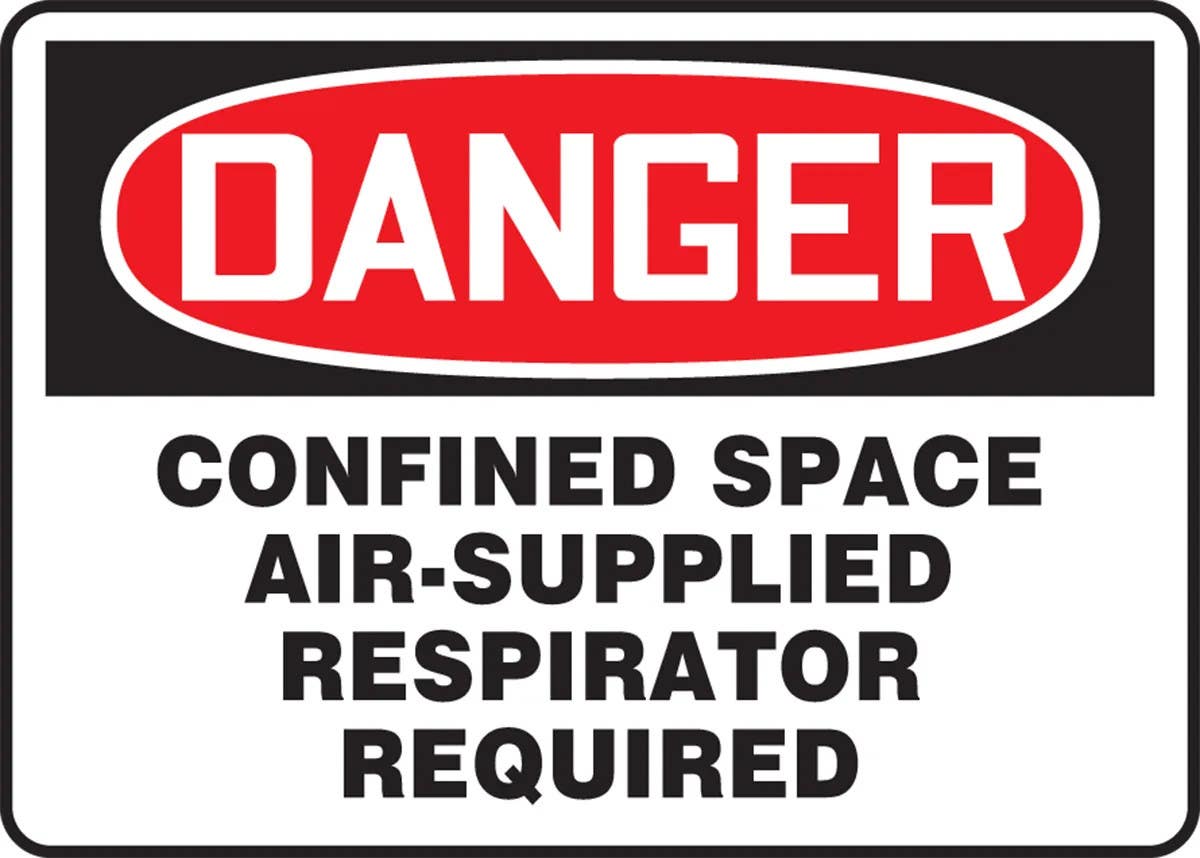AccuformNMC MCSP15 OSHA Danger Safety Sign, Confined Space, Air-Supplied Respirator Required