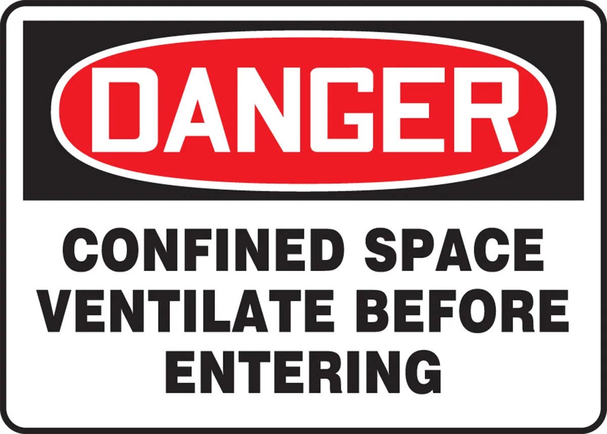AccuformNMC MCSP1 OSHA Danger Safety Sign, Confined Space, Ventilate Before Entering