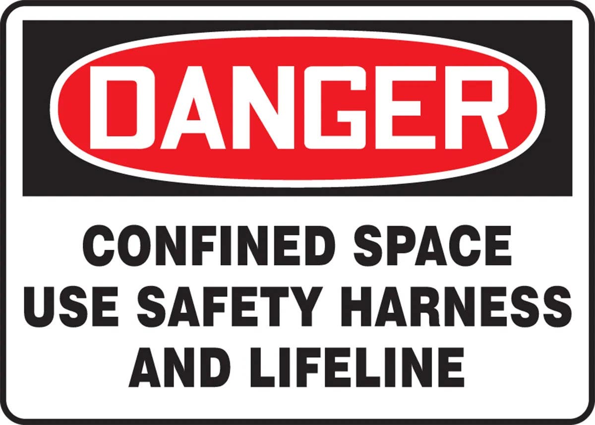 AccuformNMC MCSP1 OSHA Danger Safety Sign, Confined Space, Use Safety Harness And Lifeline
