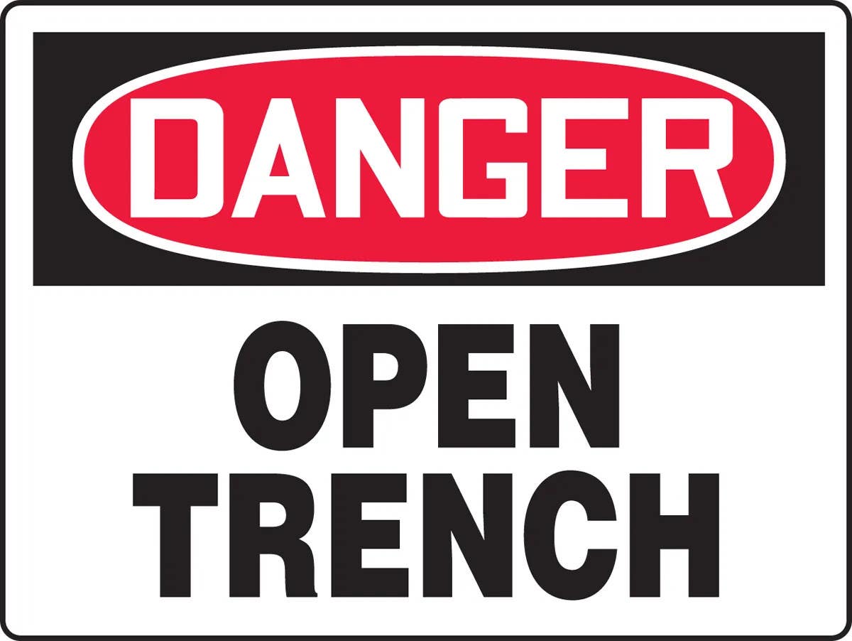AccuformNMC MCSP191 OSHA Danger BigSign, Open Trench, 24" H x 36" W