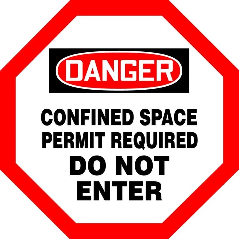 AccuformNMC MCSP568 OSHA Danger Shape Safety Sign, Confined Space, Permit Required, Do Not Enter, 12" Octagon