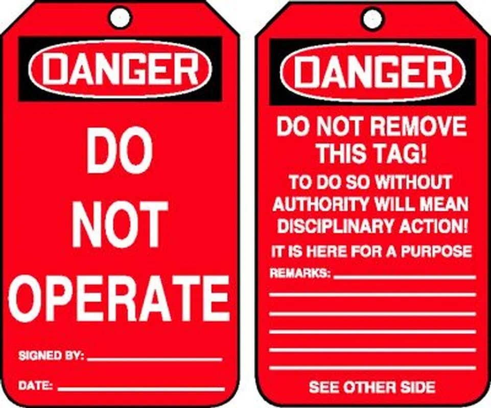 AccuformNMC MDGT2 OSHA Danger Safety Tag, Do Not Operate, 5-3/4" H x 3-1/4" W, 5/Pk