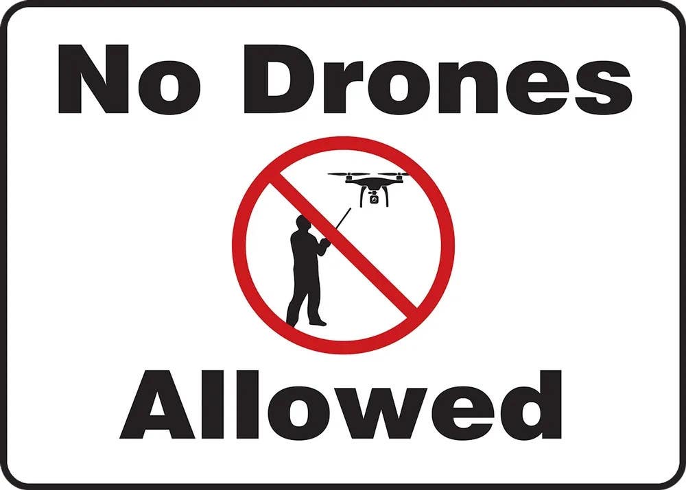 AccuformNMC MDRN5 Safety Sign, No Drones Allowed