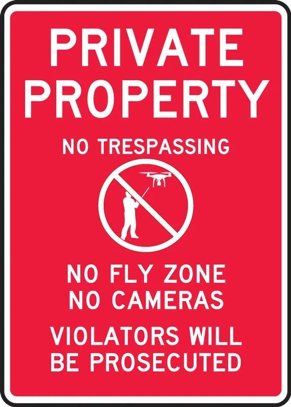 AccuformNMC MDRN5 Drone Sign, Private Property, No Trespassing, No Fly Zone, No Cameras
