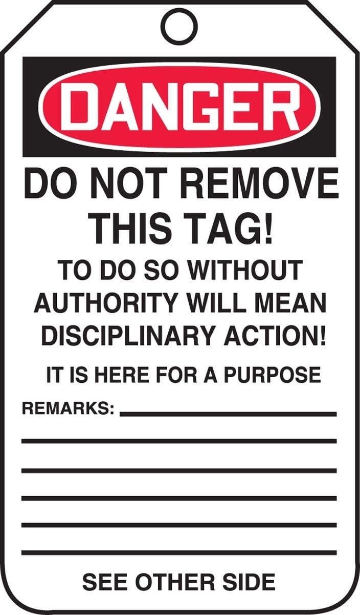AccuformNMC MDT Safety Tag, Danger, Stop, Do Not Enter, 5-3/4" H x 3-1/4" W, 5/Pk