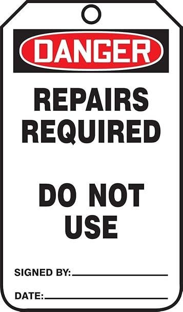 AccuformNMC MDT0 Safety Tag, Danger, Repair Required, Do Not Use, 5-3/4" H x 3-1/4" W, 5/Pk