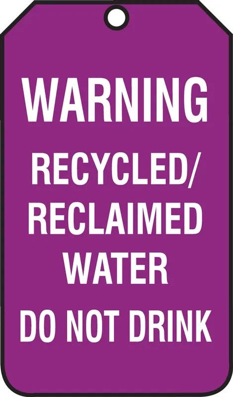 AccuformNMC MDT019 Safety Tag, Warning, Recycled/Reclaimed Water Do Not Drink, 5-3/4" H x 3-1/4" W, 5/Pk