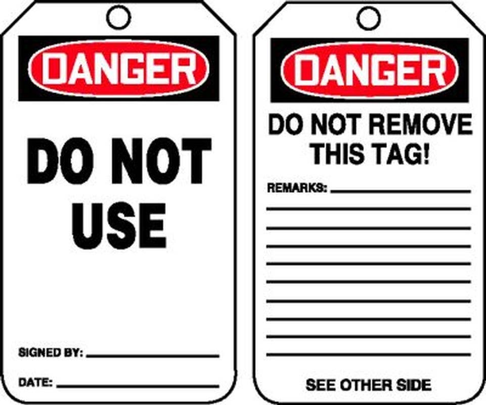 AccuformNMC MDT OSHA Danger Safety Tag, Do Not Use, 5-3/4" H x 3-1/4" W, 5/Pk