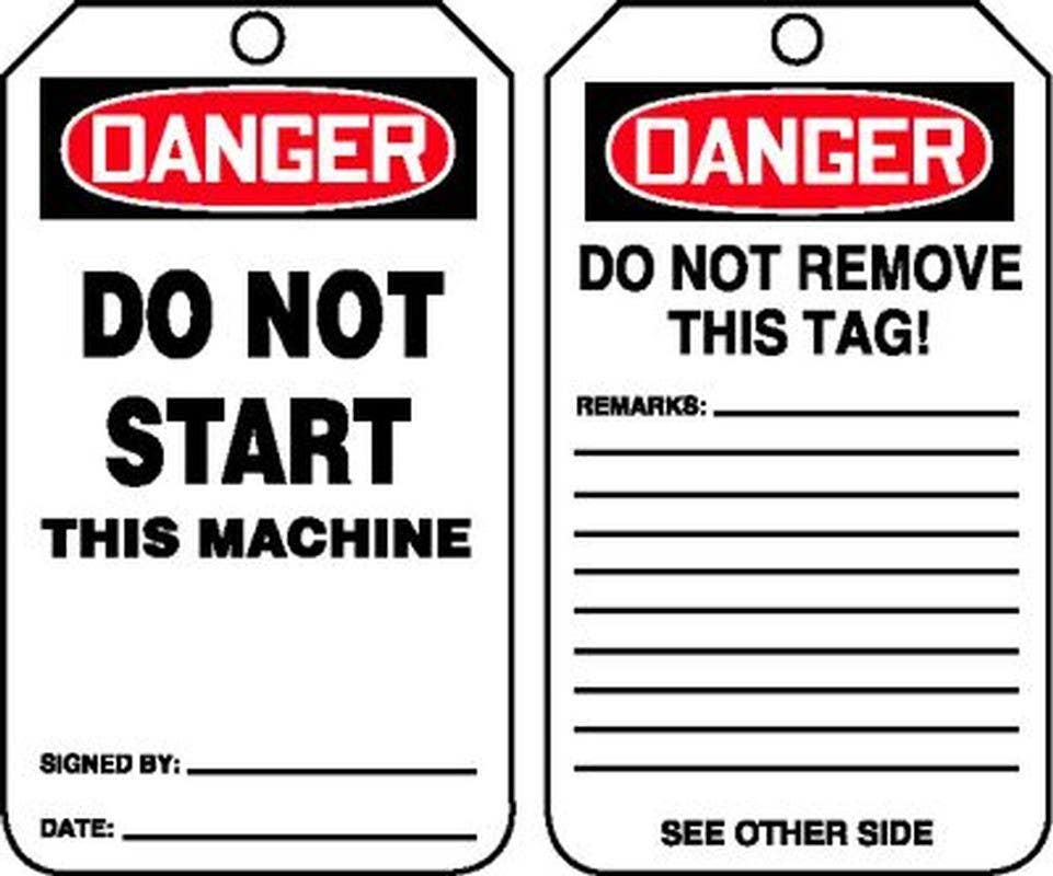 AccuformNMC MDT OSHA Danger Safety Tag, Do Not Start This Machine, 5-3/4" H x 3-1/4" W, 5/Pk