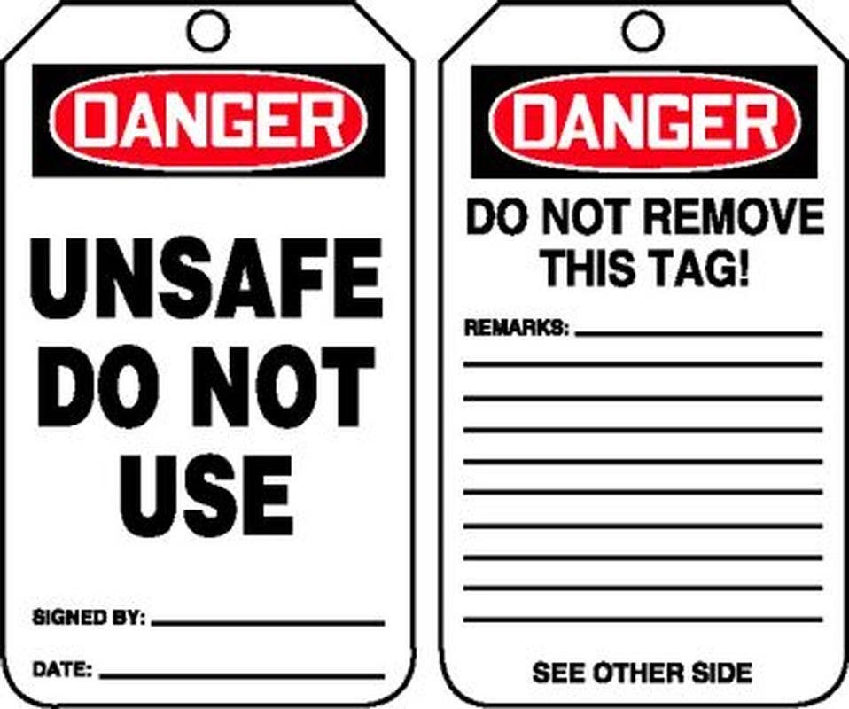 AccuformNMC MDT1 OSHA Danger Safety Tag, Unsafe, Do Not Use, 5-3/4" H x 3-1/4" W, 5/Pk