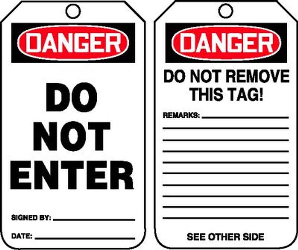 AccuformNMC MDT1 OSHA Danger Safety Tag, Do Not Enter, 5-3/4" H x 3-1/4" W, 5/Pk