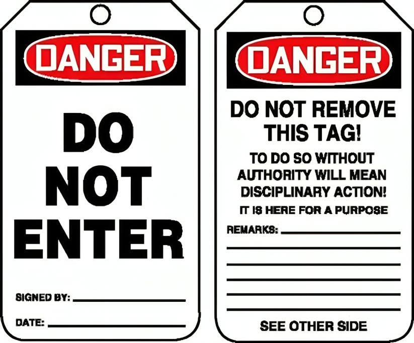 AccuformNMC MDT187PTK OSHA Danger Safety Tag, Do Not Enter, RP-Plastic, 5-3/4" H x 3-1/4" W, 5/Pk w/ Hanger