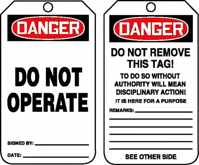 AccuformNMC MDT189PTK OSHA Danger Safety Tag, Do Not Operate, RP-Plastic, 5-3/4" H x 3-1/4" W, 5/Pk w/ Hanger