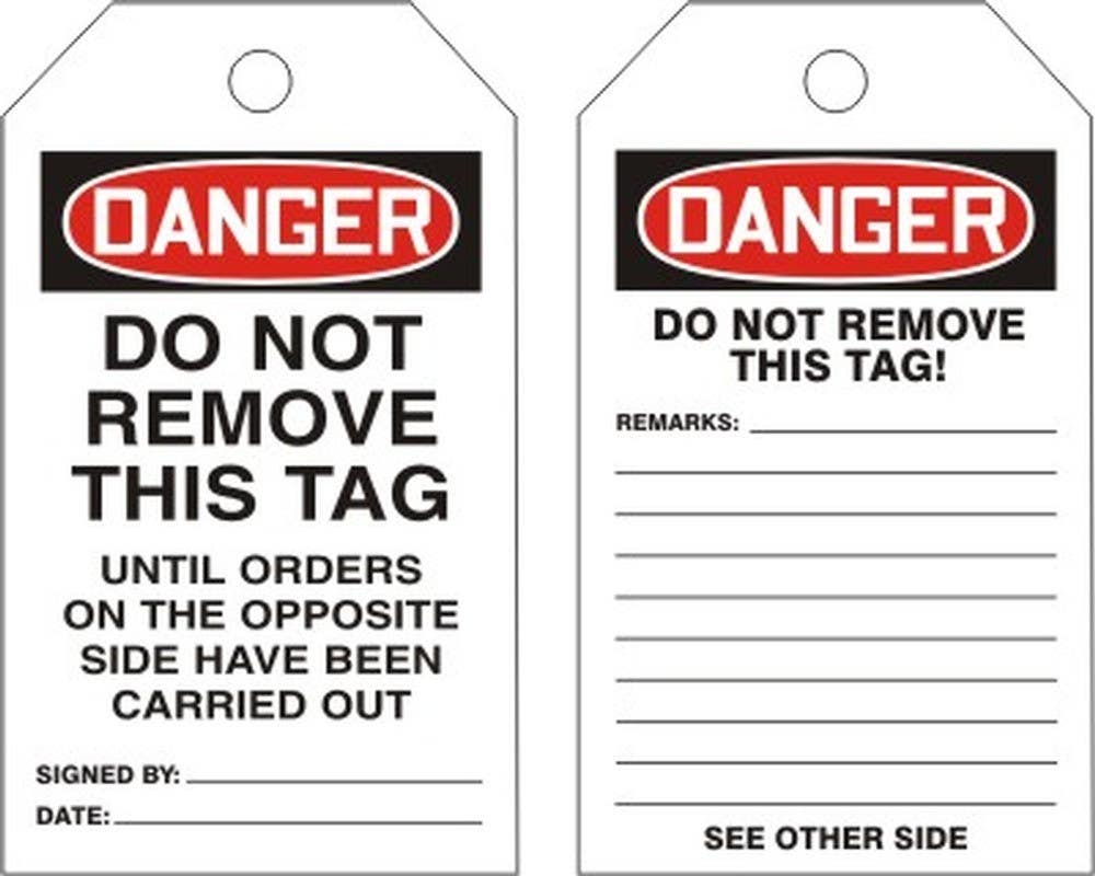 AccuformNMC MDT OSHA Danger Safety Tag, Do Not Remove This Tag Until Orders…, 5-3/4" H x 3-1/4" W, 5/Pk