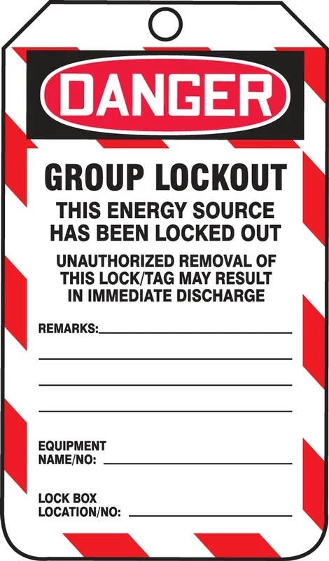 AccuformNMC MDT2 OSHA Danger Safety Tag, Do Not Operate, Group Lockout, 5-3/4" H x 3-1/4" W, 5/Pk