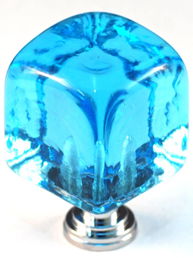 Cal Crystal ARTX CLM Art X Marine Blue Cube Glass Knob w/ Solid Brass Base, 1-1/4" x 1-1/4"
