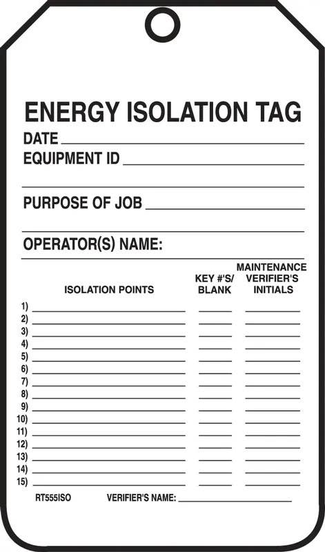 AccuformNMC MDT400 Energy Isolation Safety Tag, Date, Equipment ID, Purpose Of Job..., 5-3/4" H x 3-1/4" W, 5/Pk