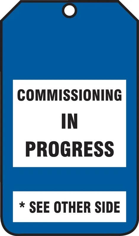 AccuformNMC MDT404 Safety Tag, Commissioning In Progress, 5-3/4" H x 3-1/4" W, 5/Pk