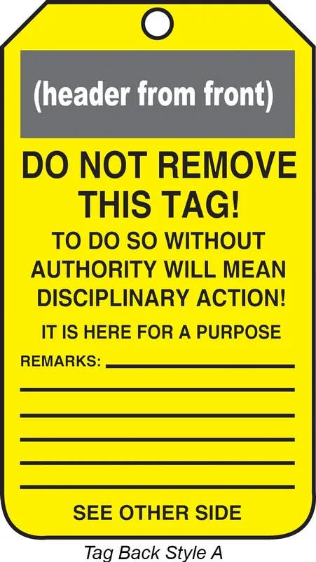 AccuformNMC MDT6 OSHA Danger Safety Tag, Caution, Men Working On Machinery, 5-3/4" H x 3-1/4" W, 5/Pk