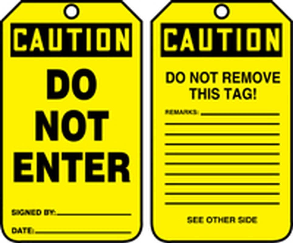 AccuformNMC MDT6 OSHA Danger Safety Tag, Caution, Do Not Enter, 5-3/4" H x 3-1/4" W, 5/Pk