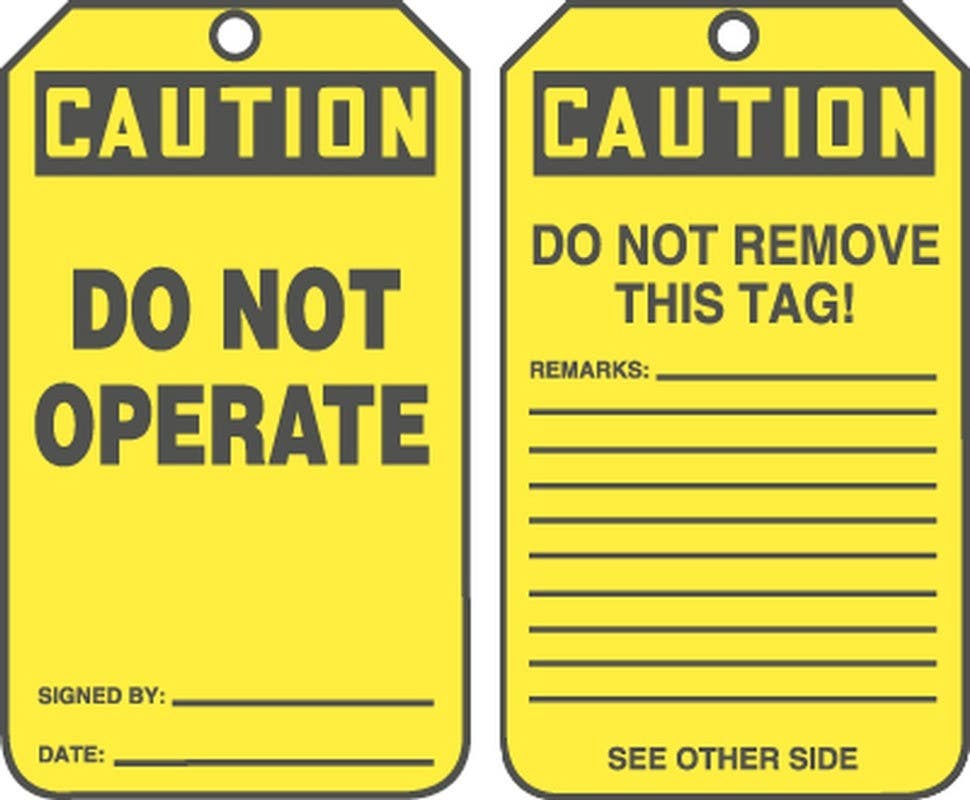 AccuformNMC MDT6 Jumbo OSHA Danger Safety Tag, Do Not Operate, 8-1/2" H x 3-7/8" W, 5/Pk