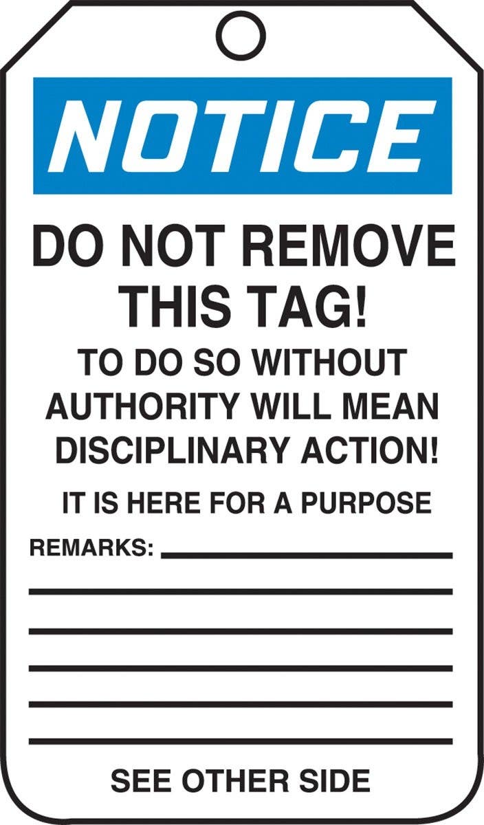 AccuformNMC MDT80 OSHA Notice Safety Tag, Out Of Service, 5-3/4" H x 3-1/4" W, 5/Pk