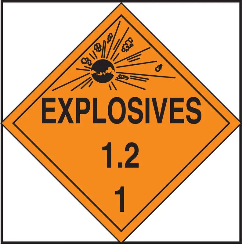 AccuformNMC MDTRHP02 Special Placarding, Explosives, 1.2, 1, 15-1/4" x 15-1/4"