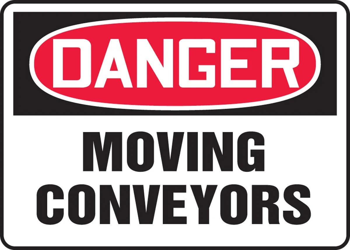 AccuformNMC MECN OSHA Danger Safety Sign, Moving Conveyors