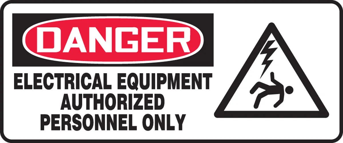 AccuformNMC MELC009 OSHA Danger Safety Sign, Electrical Equipment - Authorized Personnel Only Graphic, 7" H x 17" W