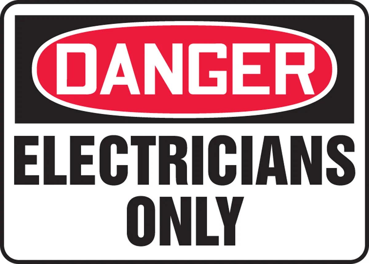 AccuformNMC MELC024 OSHA Danger Safety Sign, Electricians Only, 10" H x 14" W