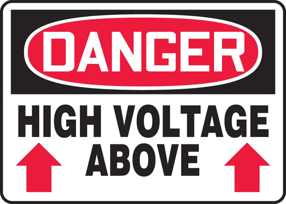 AccuformNMC MELC OSHA Danger Safety Sign, High Voltage Above