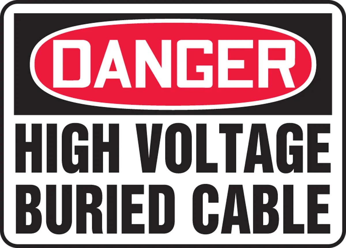 AccuformNMC MELC030 OSHA Danger Safety Sign, High Voltage, Buried Cable, 10" H x 14" W
