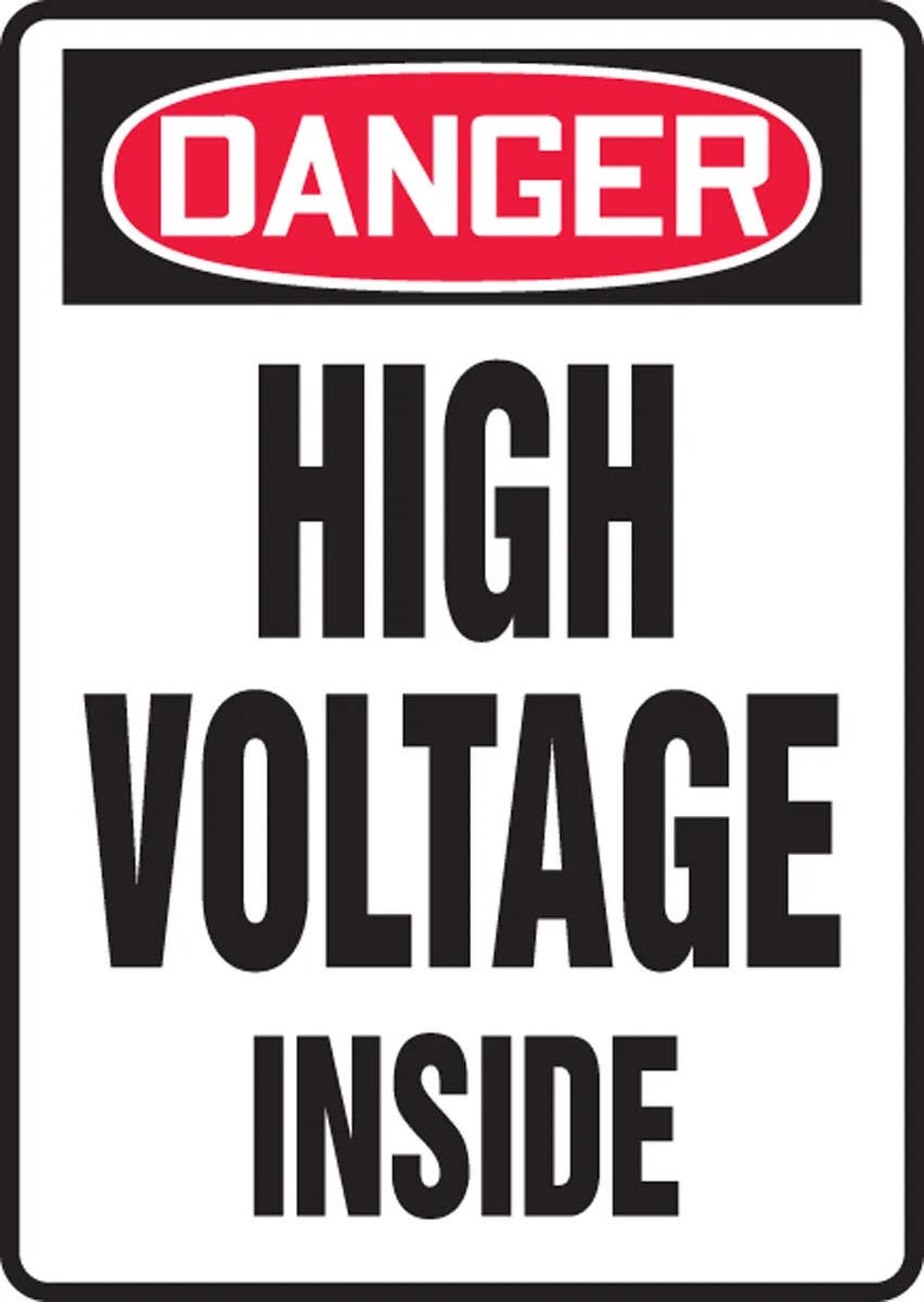 AccuformNMC MELC OSHA Danger Safety Sign, High Voltage Inside