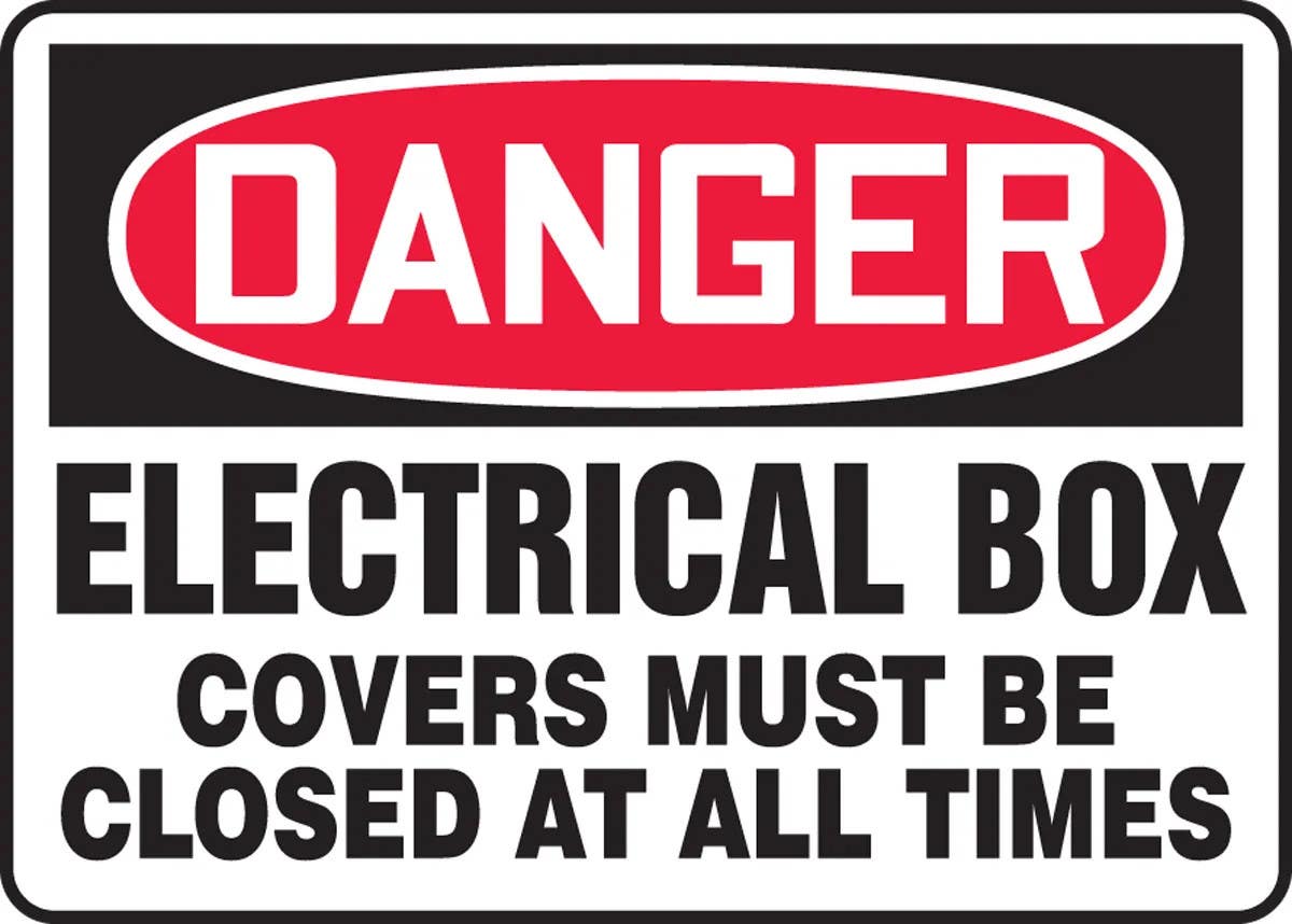 AccuformNMC MELC03 OSHA Danger Safety Sign, Electrical Box, Covers Must Be Closed At All Times
