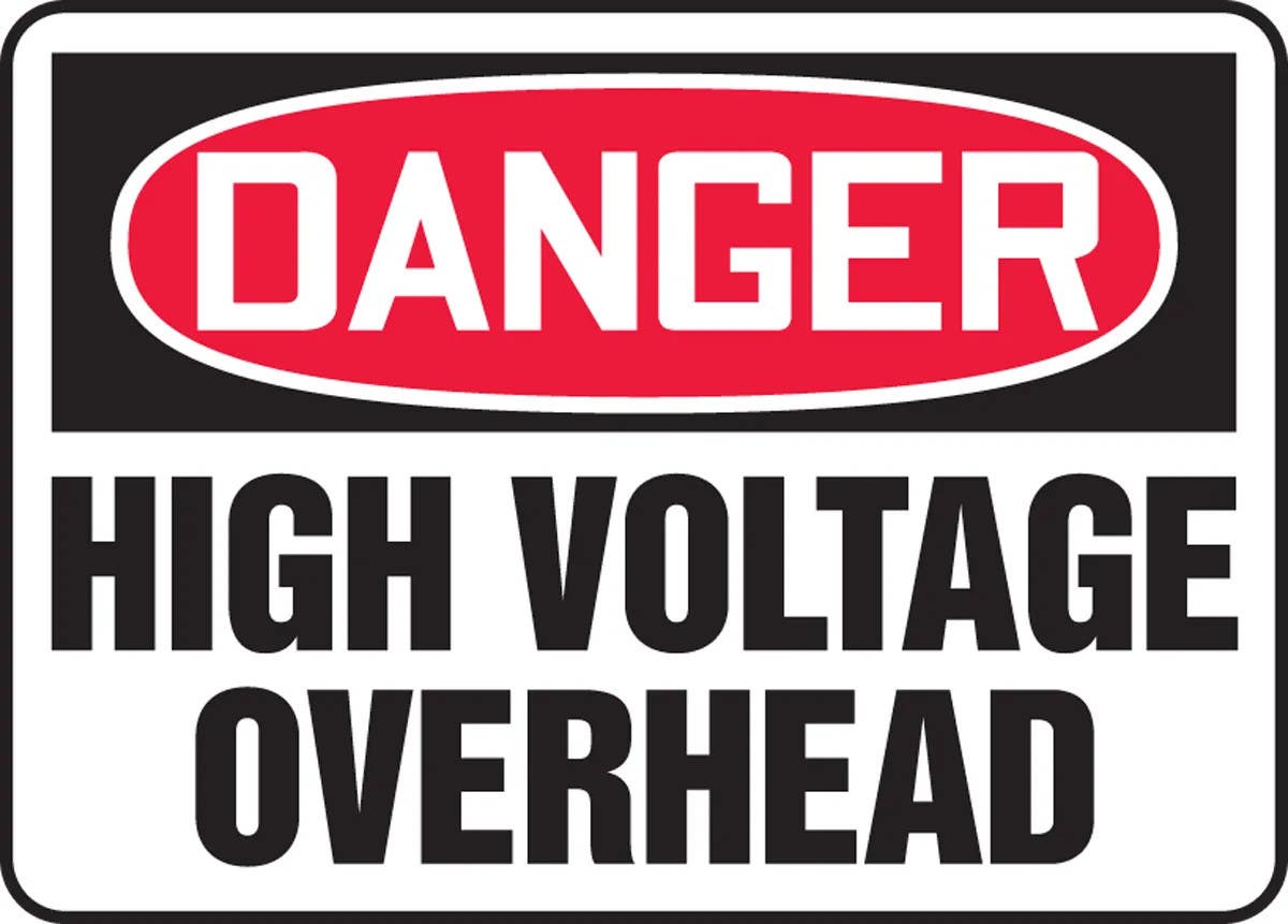 AccuformNMC MELC OSHA Danger Safety Sign, High Voltage Overhead