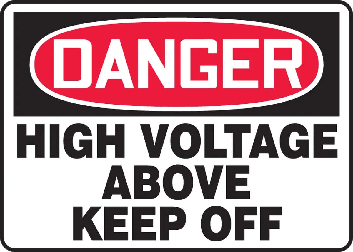 AccuformNMC MELC039 OSHA Danger Safety Sign, High Voltage Above, Keep Off, 10" H x 14" W