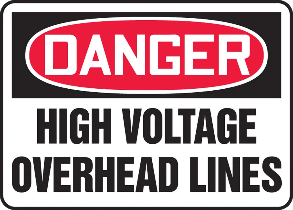 AccuformNMC MELC042 OSHA Danger Safety Sign, High Voltage Overhead Lines, 10" H x 14" W